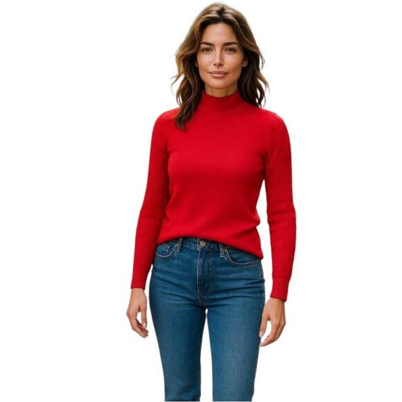 Jessica Simpson Women’s Vibrant Red Cable Knit Sweater Size XL - Picture 9 of 11